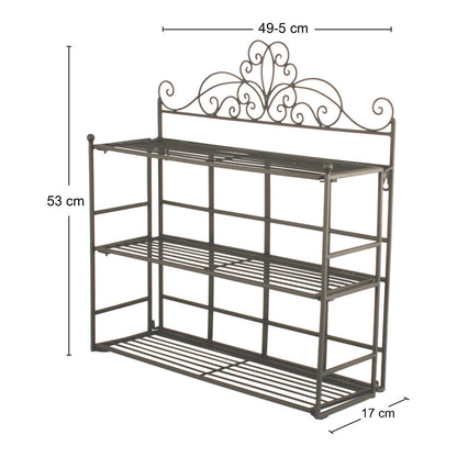 Black Scroll 3 Tier Wall Hanging Shelf Unit