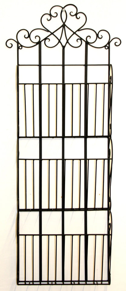 Black Scroll Wall Hanging 3 Section Magazine Rack