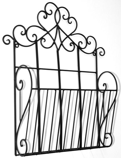 Black Scroll Wall Hanging Single Section Magazine Rack