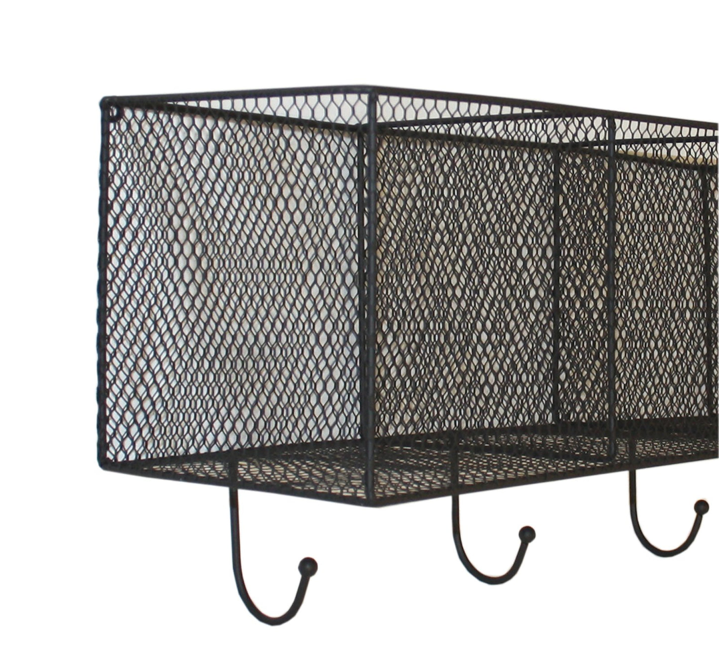 4 Basket And Hook Wall Unit Black