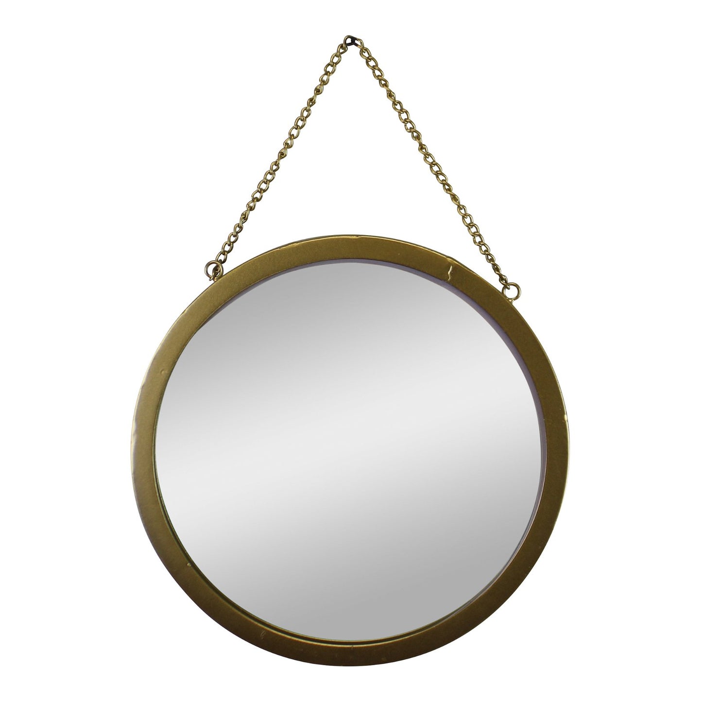 Gold Metal Circular Mirror With Hanging Chain, 30cm