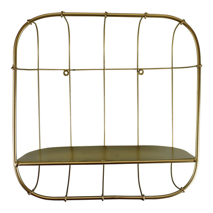 Gold Metal Wall Storage Shelf, Basket Design