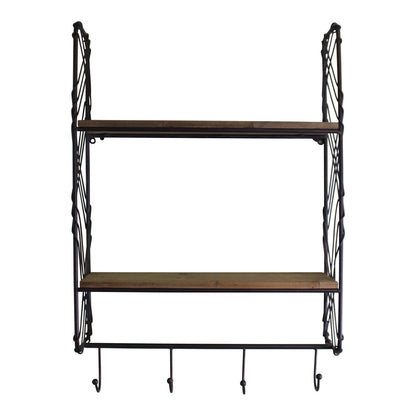 Industrial Style Wall Shelving Unit With Coat Hooks