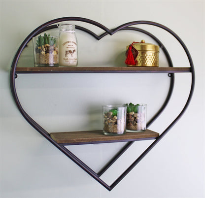 Heart Shaped Metal & Wood Shelf Unit