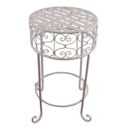 Cream Scroll Metal Plant Stand