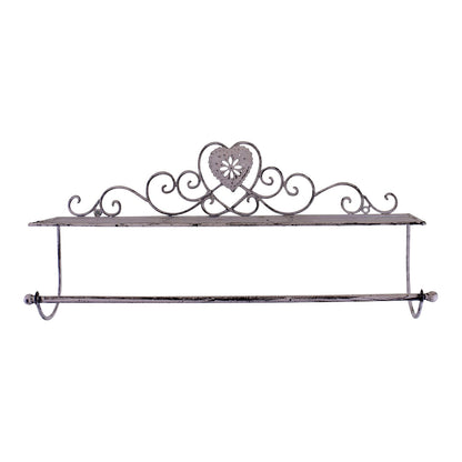 Grey Heart Wall Shelf With Towel Rail