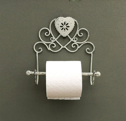 Grey Heart Toilet Roll Holder Wall Mounted