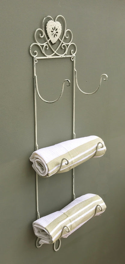 Grey Heart Wall Mounted 3 Towel Holder