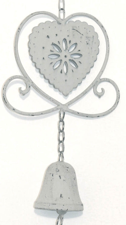 Grey Heart Hanging Decorative Bell