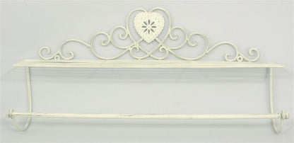 Cream Heart Wall Shelf With Towel Rail