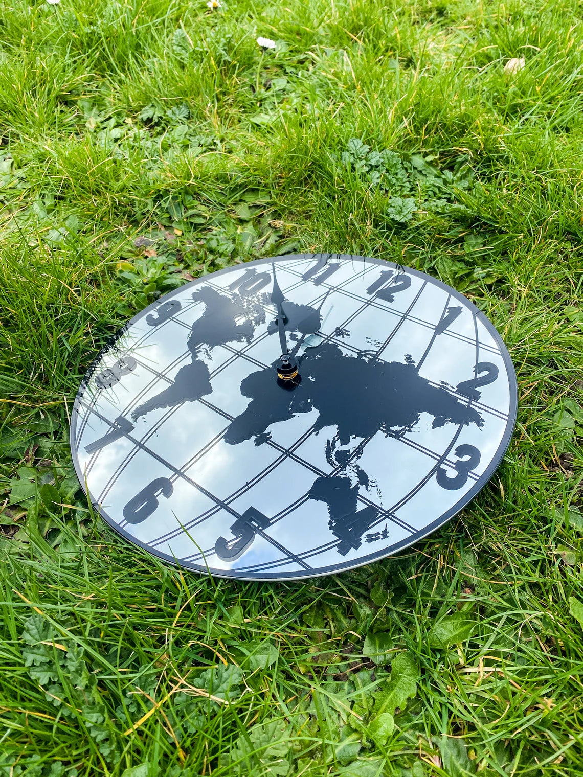 Large Round World Map Globe Mirrored Glass