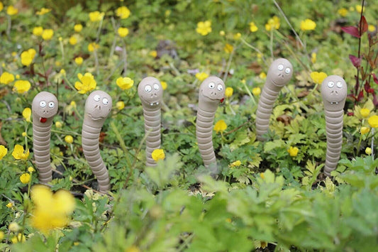 Set of 6 Miniature Garden Worms Ornaments